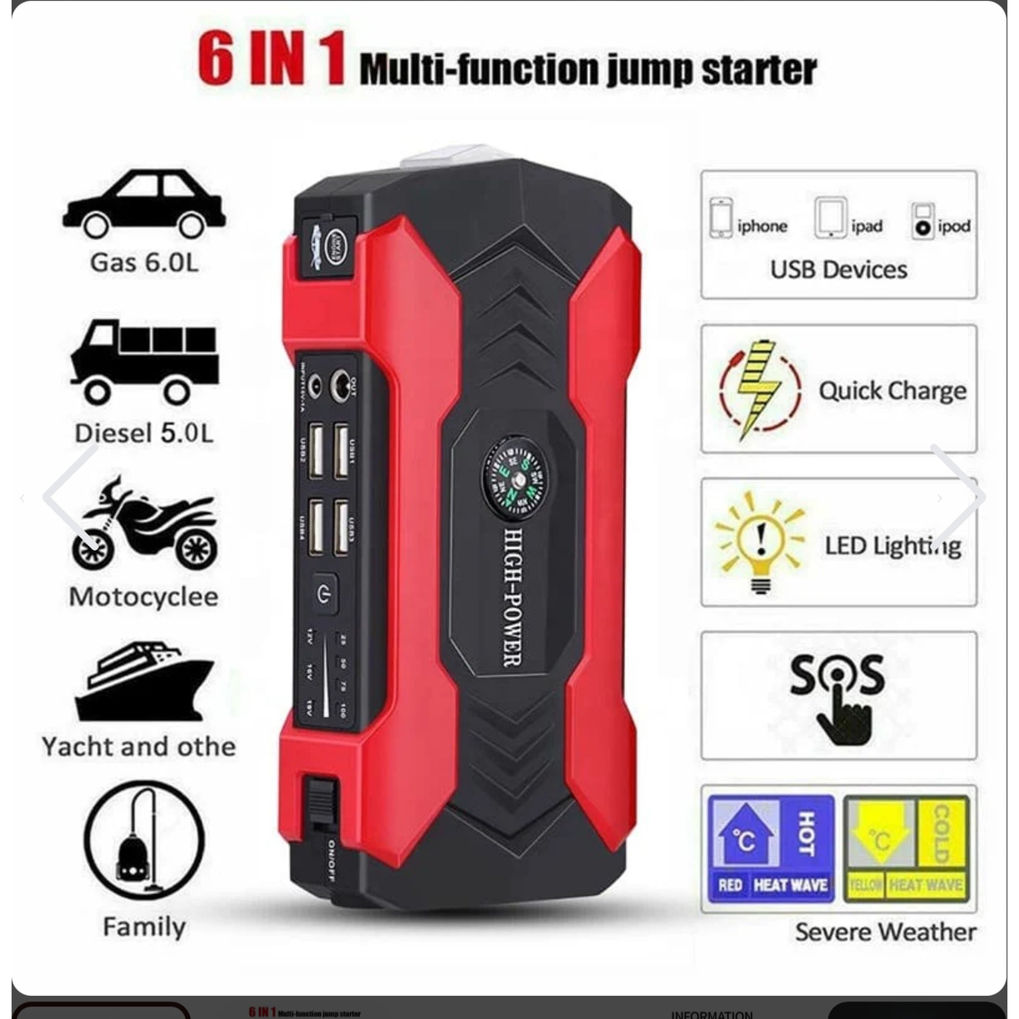 High Power Jump Starter And Tyre Inflator